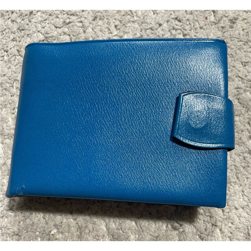 Vintage Monaco Faux Leather Wallet Ladies Women's Blue Snap
